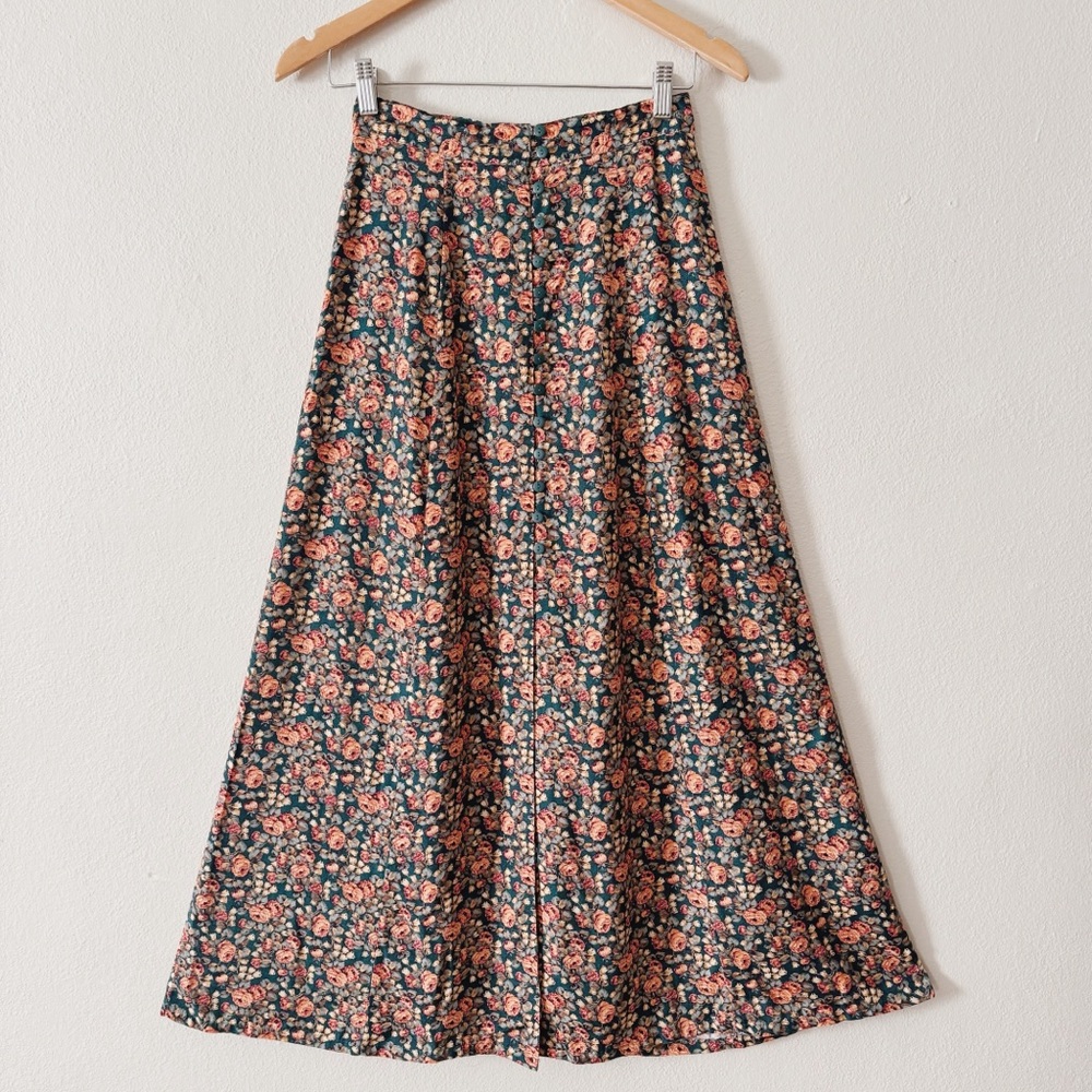 90s VINTAGE FLORAL BUTTON DOWN SKIRT